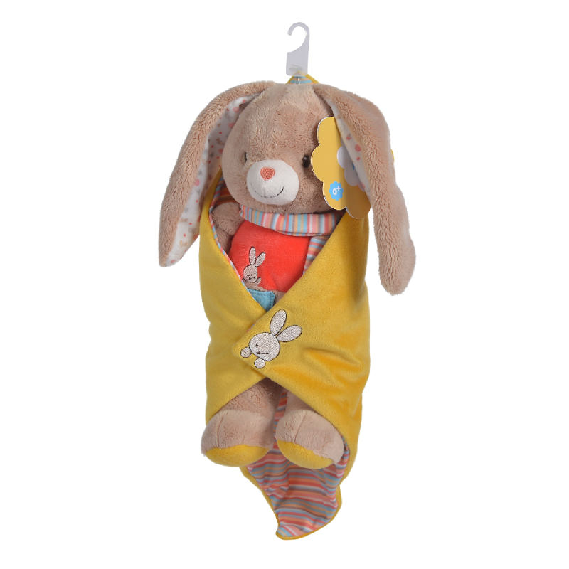  twiny peluche couverture lapin beige jaune 